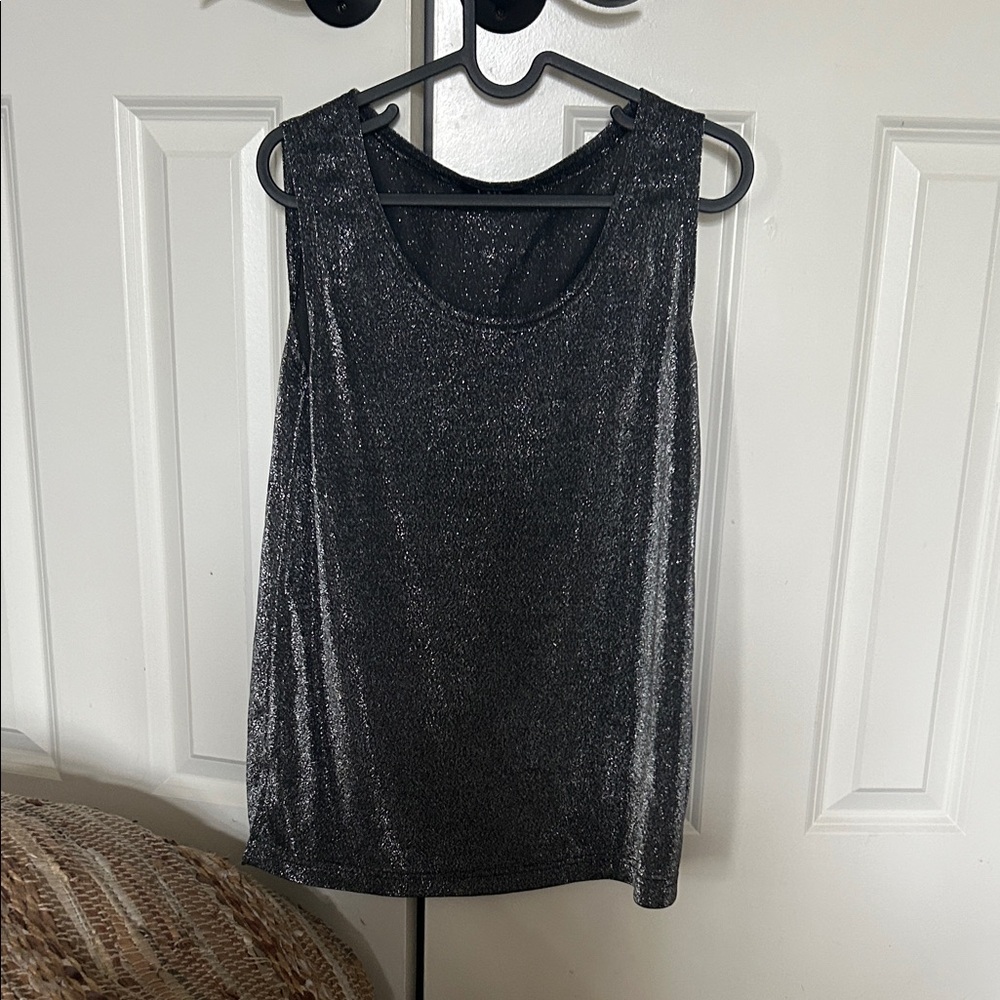 Shimmering Black Sleeveless Top
